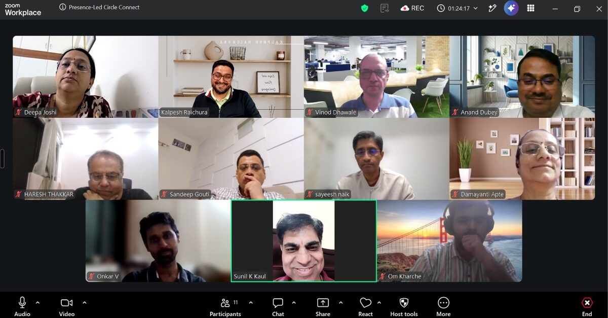 Presence-Led Circle members participating in a weekly Zoom conversation
